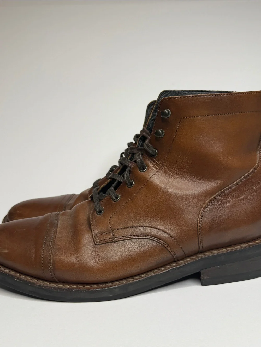 Thursday Boot Co. Captain Men's Sz 13 Brandy Brown Leather Cap Toe Lace Up Boots